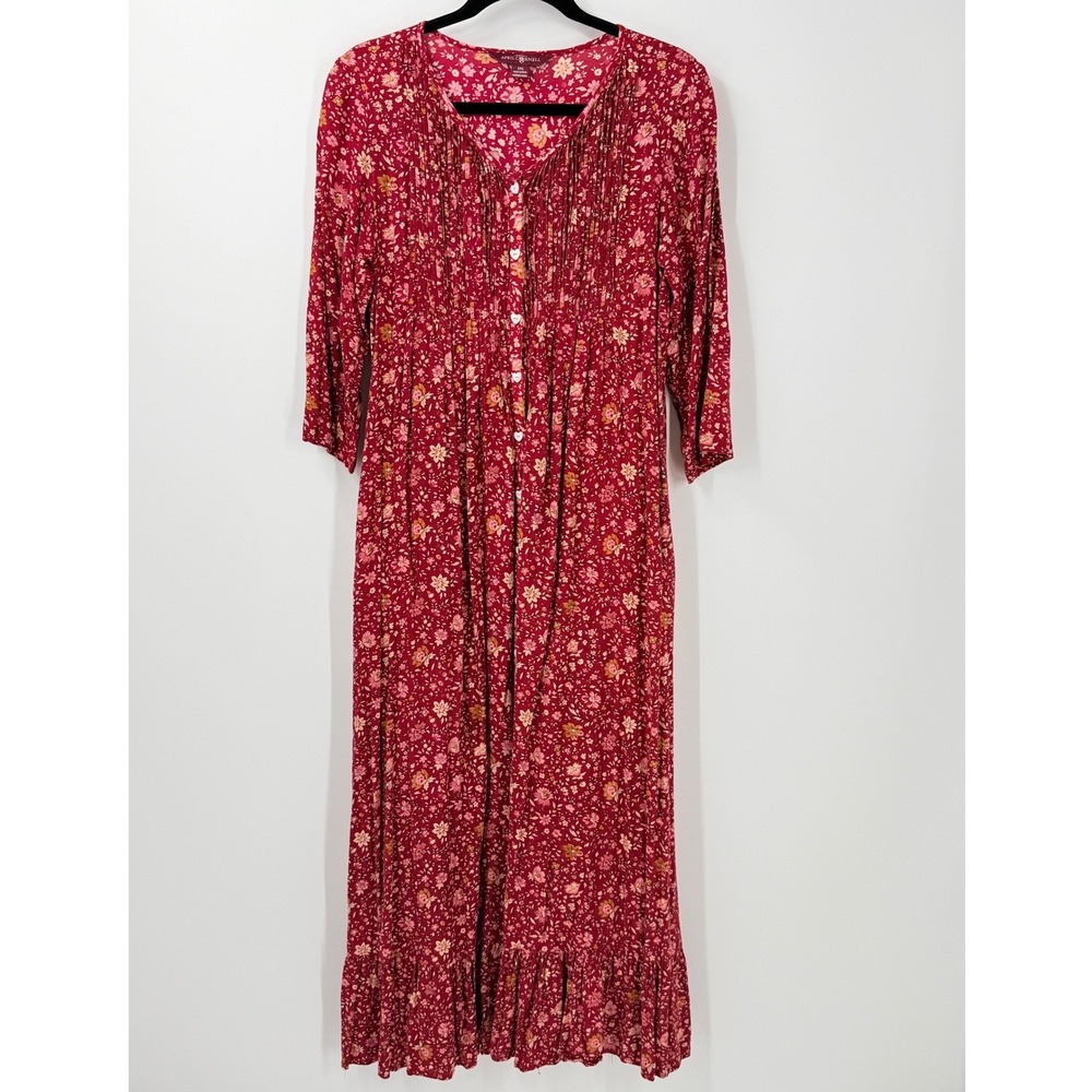 Vtg 90s April Cornell Maxi Dress Womens sz XXS Heart Button Floral Cottagecore